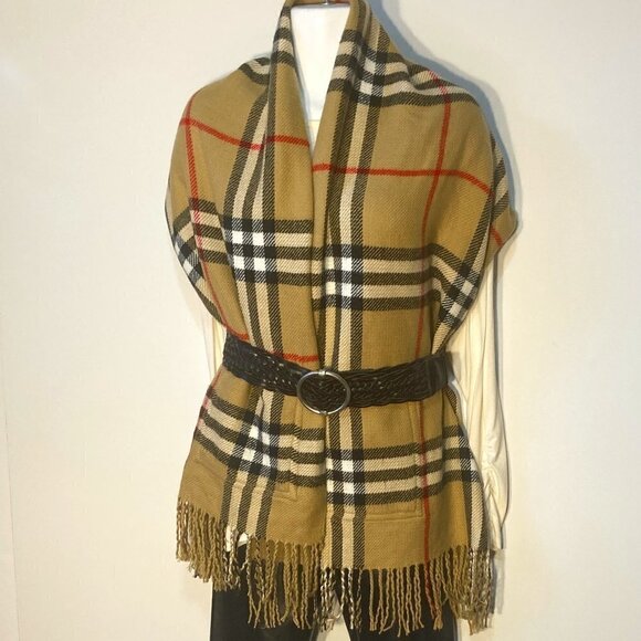 Plaid Reversible Oversized Scarf Old Money Quiet Luxury Academia Heritage Preppy - Picture 3 of 6